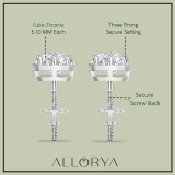 925 Sterling Silver Halo Stud Earrings, 1.12 CT Round Cubic Zirconia in Screw Back