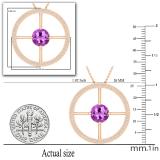 8 MM Round Solitaire Amethyst & Round White Diamond Wheel Style Circle Pendant for Women | 18K White Gold