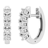 1.00 Carat (ctw) Round White Diamond Ladies Huggies Hoop Cuff Earrings 925 Sterling Silver
