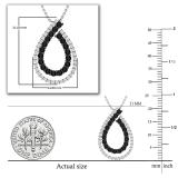 0.66 Carat (ctw) Round Black & White Diamond Double Teardrop Open Slider Pendant with 18 Inch Silver Chain for Women | 18K White Gold