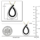 0.66 Carat (ctw) Round Black & White Diamond Double Teardrop Open Slider Pendant with 18 Inch Gold Chain for Women | 14K Yellow Gold