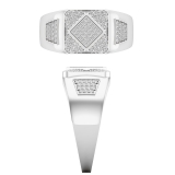 Round White Diamond Diagonal Square Cluster Engegement Ring for men 1/3 CT (0.32 ctw Color I-J Clarity I1-I2) 14K White Gold