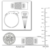 Round White Diamond Diagonal Square Cluster Engegement Ring for men 1/3 CT (0.32 ctw Color I-J Clarity I1-I2) 14K White Gold