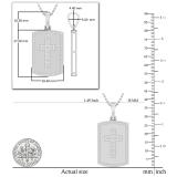Mens Round White Diamond Religious Cross Centered Dog Tag Charm Pendant with 18 Inch Silver Chain 1/3 CT ( ctw 0.34, Color I-J, Clarity I2-I3 ), 925 Sterling Silver