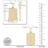 Mens Round White Diamond Religious Cross Centered Dog Tag Charm Pendant with 18 Inch Gold Chain 1/3 CT ( ctw 0.34, Color I-J, Clarity I2-I3 ) , 10K Yellow Gold
