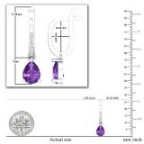 Dazzlingrock Collection 8X6mm Pear Shape Amethyst & Round White Diamond Teardrop Dangling Drop Earrings | 925 Sterling Silver