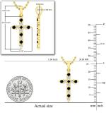 0.52 Carat (ctw) Alternate Round Black and White Diamond Crucifix Religious Cross Pendant for Her with 18 Inch Gold Chain, 14K Yellow Gold