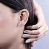Round White Diamond Small Asteroidea Sea Starfish Shape Pushback Stud Earrings (0.18 ctw,Color I-J, Clarity I2-I3) | 925 Sterling Silver