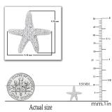 Round White Diamond Small Asteroidea Sea Starfish Shape Pushback Stud Earrings (0.18 ctw,Color I-J, Clarity I2-I3) | 925 Sterling Silver