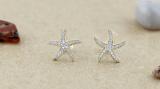 Round White Diamond Asteroidea Dancing Sea Starfish Shape Pushback Stud Earrings for Her (0.23 ctw, Color I-J, Clarity I2-I3) | 10K Yellow Gold