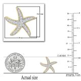 Round White Diamond Asteroidea Dancing Sea Starfish Shape Pushback Stud Earrings for Her (0.23 ctw, Color I-J, Clarity I2-I3) | 10K Yellow Gold