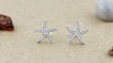 Round White Diamond Asteroidea Dancing Sea Starfish Shape Pushback Stud Earrings for Her (0.23 ctw, Color I-J, Clarity I2-I3) | 925 Sterling Silver
