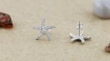 Round White Diamond Asteroidea Dancing Sea Starfish Shape Screw Back Stud Earrings for Women (0.23 ctw, Color I-J, Clarity I2-I3) | 925 Sterling Silver