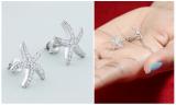 Round White Diamond Asteroidea Dancing Sea Starfish Shape Screw Back Stud Earrings for Women (0.23 ctw, Color I-J, Clarity I2-I3) | 925 Sterling Silver