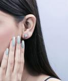 Round White Diamond Concave Curved Square Kite Shaped Pushback Stud Earrings for Her (0.12 ctw, Color I-J, Clarity I2-I3) | 925 Sterling Silver