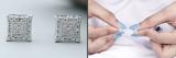 Round White Diamond Concave Curved Square Kite Shaped Pushback Stud Earrings for Her (0.12 ctw, Color I-J, Clarity I2-I3) | 925 Sterling Silver