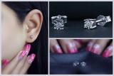 Round White Diamond Solitaire Illusion Set Unisex Stud Earrings (0.08 ctw, Color I-J, Clarity I2-I3) in 925 Sterling Silver in Push Back