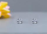 Round White Diamond Solitaire Illusion Set Unisex Stud Earrings (0.08 ctw, Color I-J, Clarity I2-I3) in 925 Sterling Silver in Screw Back
