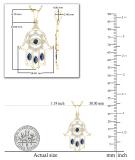 Round & Marquise Blue Sapphire & Round White Diamond Hamsa Evil Eye Pendant for Her | 18K Yellow Gold