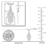 Ladies Round White Diamond Hamsa Hand of Fatima Charm Pendant  (0.17 ctw Color I-J Clarity I2-I3) | 925 Sterling Silver
