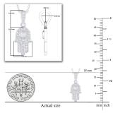 Ladies Round White Diamond Hamsa Hand of Fatima Charm Pendant  (0.17 ctw Color I-J Clarity I2-I3) | 925 Sterling Silver