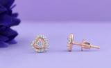 Round White Diamond Heart Frame Screw Back Stud Earrings For Her (0.13 ctw Color I-J Clarity I2-I3) | 10K Rose Gold