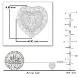 Round White Diamond Heart Frame Push Back Stud Earrings For Her (0.13 ctw Color I-J Clarity I2-I3) | 925 Sterling Silver