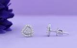 Round White Diamond Heart Frame Screw Back Stud Earrings For Her (0.13 ctw Color I-J Clarity I2-I3) | 925 Sterling Silver