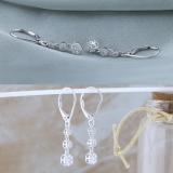 Round Composite White Diamond Flower Dangle Drop Lever Back Earrings for Women (0.45 ctw, Color I-J, Clarity I2-I3) in 10K White Gold