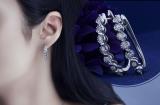 Round White Diamond Retro-Style Hoop Fashion Earrings For Her (0.24 ctw, Color I-J, Clarity I1-I2) | 14K White Gold