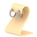 Round White Diamond Zig-Zag Retro-Style Hoop Earrings For Her (0.31 ctw, Color I-J, Clarity I1-I2) | 14K White Gold