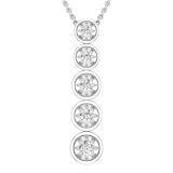 Round White Diamond 5 Stone Graduated Vertical Bar Journey Pendant For Her 1/4 CT (0.24 ctw, Color I-J, Clarity I2-I3) | 10K White Gold