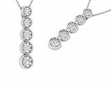 Round White Diamond 5 Stone Graduated Vertical Bar Journey Pendant For Her 1/4 CT (0.24 ctw, Color I-J, Clarity I2-I3) | 10K White Gold