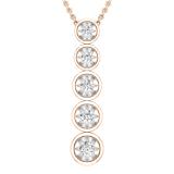 Round White Diamond 5 Stone Graduated Vertical Bar Journey Pendant For Her 1/4 CT (0.24 ctw, Color I-J, Clarity I1-I2) | 14K Rose Gold