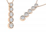 Round White Diamond 5 Stone Graduated Vertical Bar Journey Pendant For Her 1/4 CT (0.24 ctw, Color I-J, Clarity I1-I2) | 14K Rose Gold