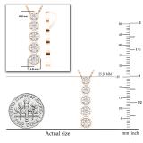 Round White Diamond 5 Stone Graduated Vertical Bar Journey Pendant For Her 1/4 CT (0.24 ctw, Color I-J, Clarity I1-I2) | 14K Rose Gold