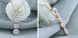 Round White Diamond 5 Stone Graduated Vertical Bar Journey Pendant For Her 1/4 CT (0.24 ctw, Color I-J, Clarity I1-I2) | 14K Rose Gold