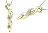 Round White Diamond Classic Double Twist Pendant For Women (0.09 ctw, Color I-J, Clarity I1-I2) | 18K Yellow Gold