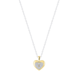 Round White Diamond Love Double Heart & Lock Keyhole Pendant for Her (0.10 ctw Color I-J Clarity I2-I3) | 10K Yellow Gold