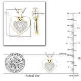 Round White Diamond Love Double Heart & Lock Keyhole Pendant for Her (0.10 ctw Color I-J Clarity I2-I3) | 10K Yellow Gold