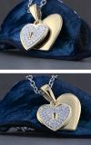 Round White Diamond Love Double Heart & Lock Keyhole Pendant for Her (0.10 ctw Color I-J Clarity I2-I3) | 10K Yellow Gold