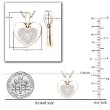 Round White Diamond Love Double Heart & Lock Keyhole Pendant for Her (0.10 ctw Color I-J Clarity I1-I2) | 18K Rose Gold