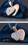 Round White Diamond Love Double Heart & Lock Keyhole Pendant for Her (0.10 ctw Color I-J Clarity I1-I2) | 18K Rose Gold
