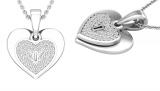 Round White Diamond Love Double Heart & Lock Keyhole Pendant for Her (0.10 ctw Color I-J Clarity I2-I3) | 925 Sterling Silver