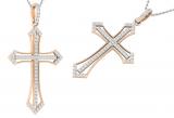White Diamonds Gothic Style Religious Unisex Cross Pendant 1/3 CT (0.34 ctw, Color I-J, Clarity I2-I3) | 10K Rose Gold