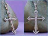 White Diamonds Gothic Style Religious Unisex Cross Pendant 1/3 CT (0.34 ctw, Color I-J, Clarity I2-I3) | 10K Rose Gold
