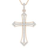 White Diamonds Gothic Style Religious Unisex Cross Pendant 1/3 CT (0.34 ctw, Color I-J, Clarity I1-I2) | 14K Rose Gold