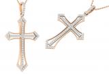White Diamonds Gothic Style Religious Unisex Cross Pendant 1/3 CT (0.34 ctw, Color I-J, Clarity I1-I2) | 18K Rose Gold