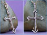 White Diamonds Gothic Style Religious Unisex Cross Pendant 1/3 CT (0.34 ctw, Color I-J, Clarity I1-I2) | 18K Rose Gold