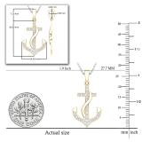 Round White Diamond Ribbon Anchor Pendant For Her (0.05 ctw, Color I-J, Clarity I2-I3) | 10K Yellow Gold